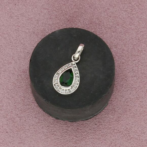 Sterling Jewelry - sterling silver chrome dopside & cz halo pendant